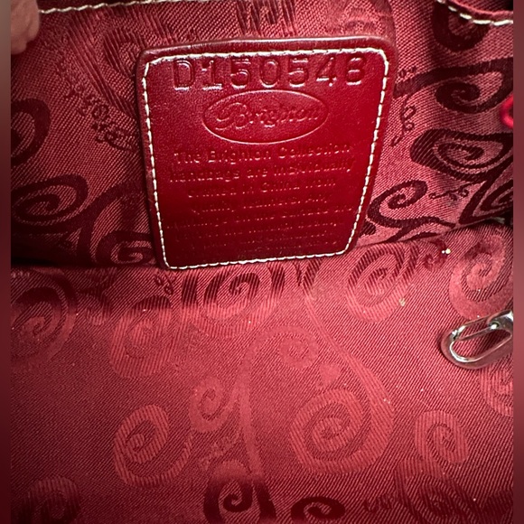 Brighton Red Pebbled Leather Shoulder Bag Heart Charm Croc Embossed - Picture 7 of 8